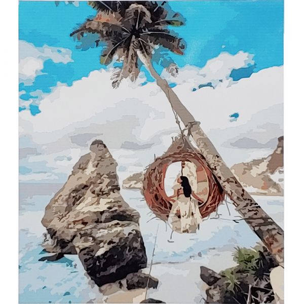 Картина за номерами Strateg ПРЕМІУМ Легкість відпочинку з лаком розміром 30х40 см (SS-6518)