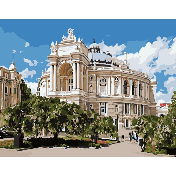 Картина за номерами Strateg ПРЕМІУМ Прекрасний оперний театр  з лаком розміром 30х40 см (SS-6584)