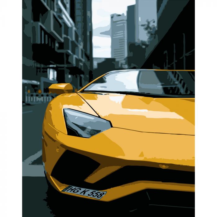 Набір для розпису по номерах Жовтий Lamborghini Strateg розміром 40х50 см (DY038)