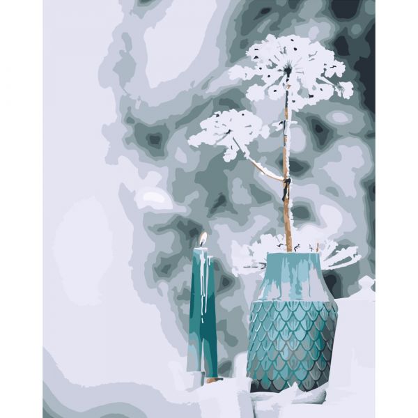 Набір для розпису по номерах Гілочка у горщику Strateg розміром 40х50 см (DY071)