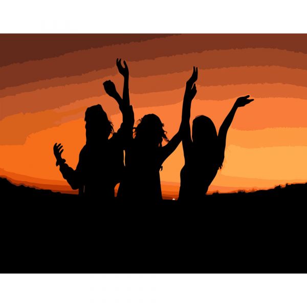 Набір для розпису по номерах Зустріч подружок Strateg розміром 40х50 см (DY079)