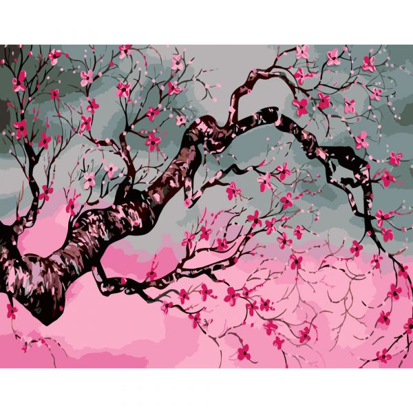 Набір для розпису по номерах Ранкова сакура Strateg розміром 40х50 см (DY140)