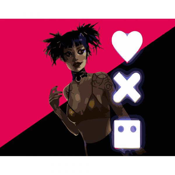 Набір для розпису по номерах Рожево-чорна Лора Strateg розміром 40х50 см (DY150)