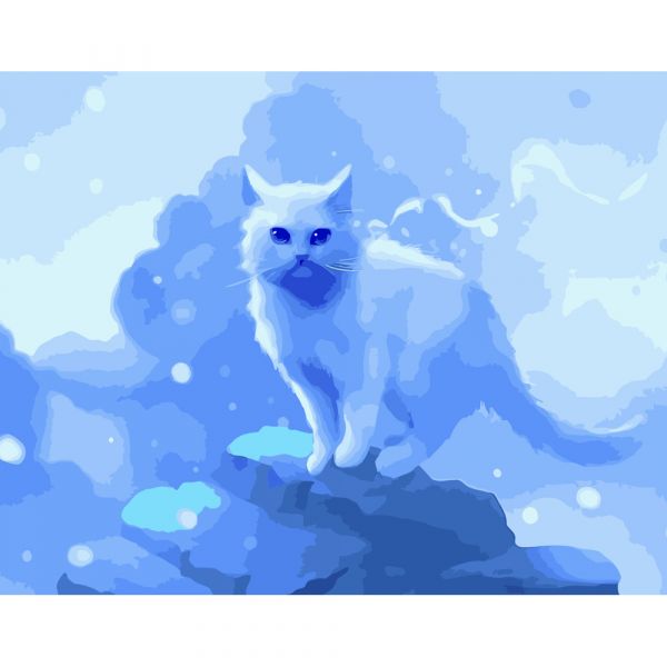 Набір для розпису по номерах Котик взимку Strateg розміром 40х50 см (DY192)