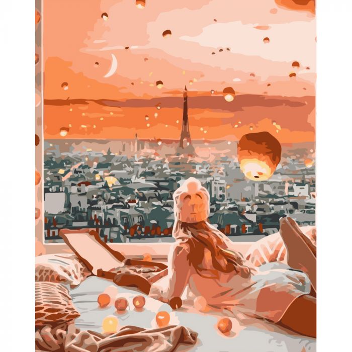 Картина за номерами Strateg ПРЕМІУМ Казковий Париж розміром 40х50 см (GS138)