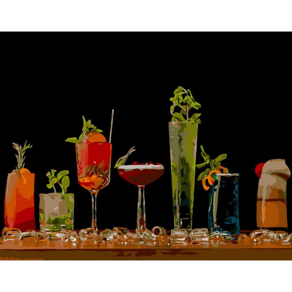 Набір для розпису по номерах Різновид коктейлів Strateg розміром 40х50 см (GS234)