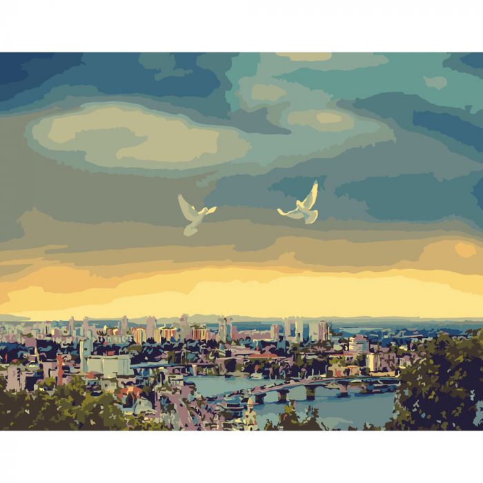 Набір для розпису по номерах Птахи свободи Strateg розміром 40х50 см (GS240)