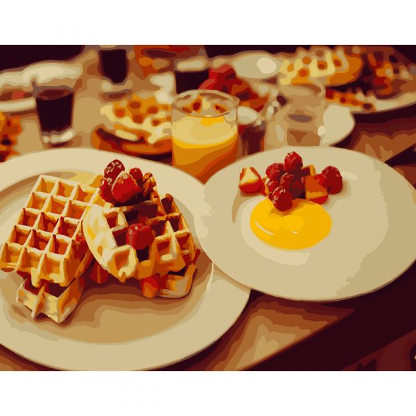 Набір для розпису по номерах Солодкий сніданок Strateg розміром 40х50 см (GS256)