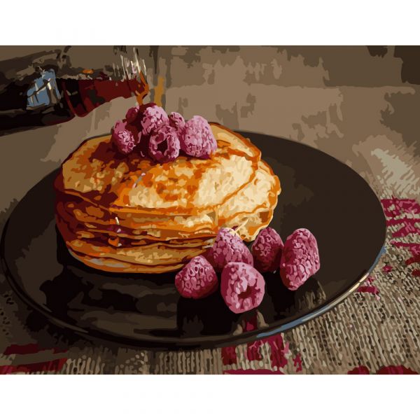 Картина за номерами Strateg ПРЕМІУМ Млинці з малиною розміром 40х50 см (GS259)