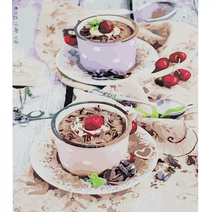 Картина за номерами Strateg ПРЕМІУМ Шоколадний десерт з лаком розміром 30х40 см (SS-6636)