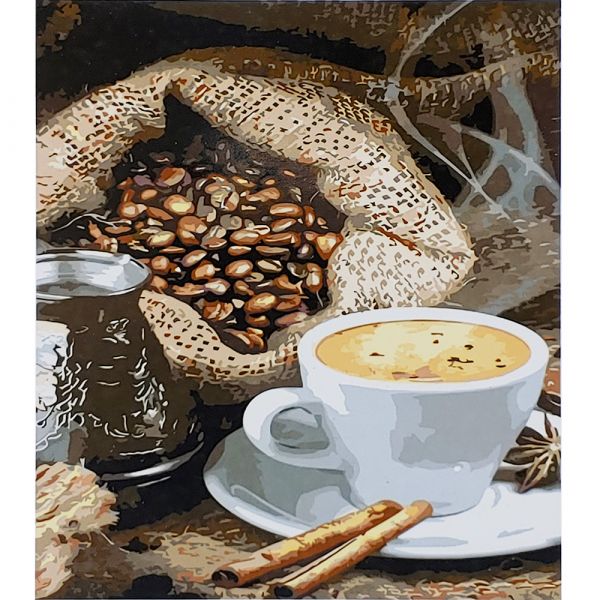 Картина за номерами Strateg ПРЕМІУМ Запашна натуральна кава з лаком розміром 30х40 см (SS-6638)