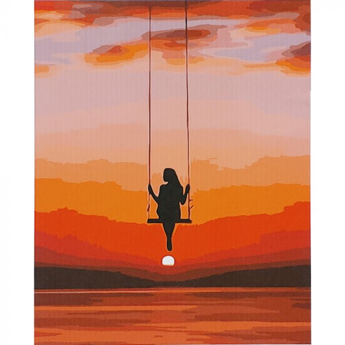 Картина за номерами Strateg ПРЕМІУМ Гойдалка над морем розміром 40х50 см (GS098)