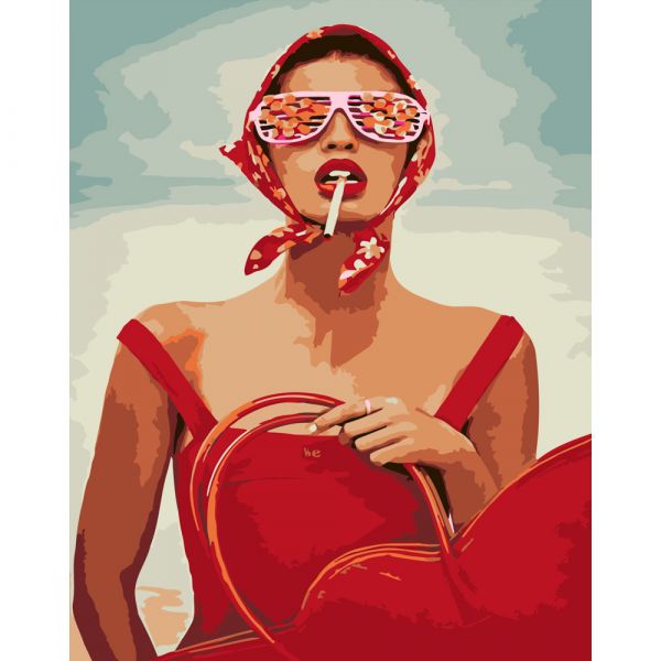 Набір для розпису по номерах Стиль у червоному Strateg розміром 40х50 см (DY237)