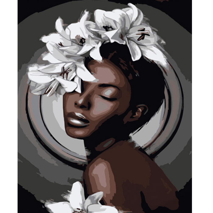 Набір для розпису по номерах Чорне з білим Strateg розміром 40х50 см (DY304)