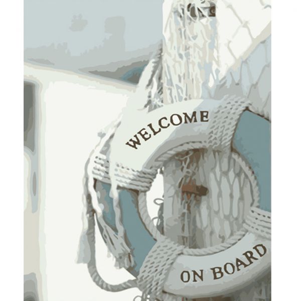 Набір для розпису по номерах Ласкаво просимо на борт Strateg розміром 40х50 см (DY315)