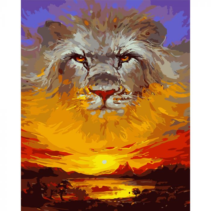 Картина за номерами Strateg ПРЕМІУМ Лев Аслан розміром 40х50 см (GS376)
