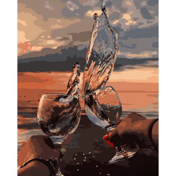 Картина за номерами Strateg ПРЕМІУМ Дзвін бокалів розміром 40х50 см (GS597)