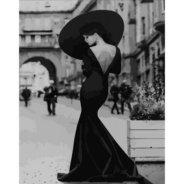 Набір для розпису по номерах Загадкова жінка Strateg розміром 40х50 см (DY369)