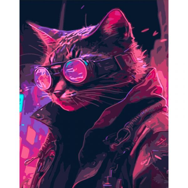 Набір для розпису по номерах Кіт з майбутнього Strateg розміром 40х50 см (DY389)