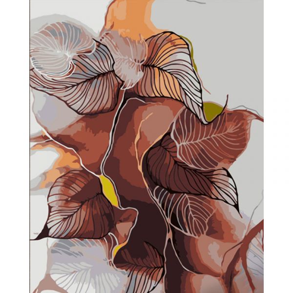 Картина за номерами Strateg ПРЕМІУМ Абстрактне листя з лаком та з рівнем розміром 40х50 см (DY426)