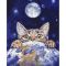 Картина за номерами Strateg ПРЕМІУМ Котик в космосі з лаком розміром 40х50 см (GS876)