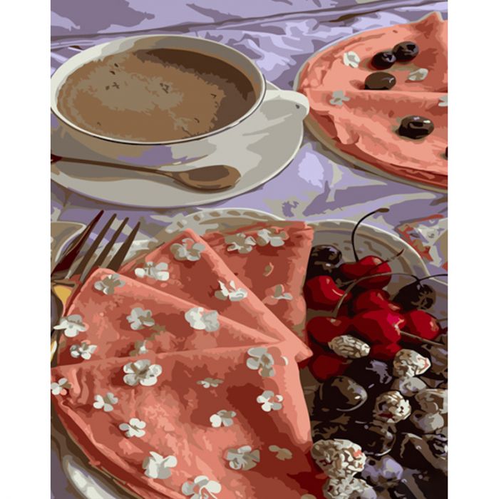 Набір для розпису по номерах Млинці з фруктами Strateg розміром 40х50 см (GS1265)