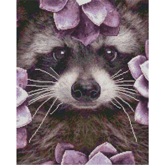 Набір для творчості алмазна картина Єнот серед квітів Strateg розміром 40х50 см (L-019)