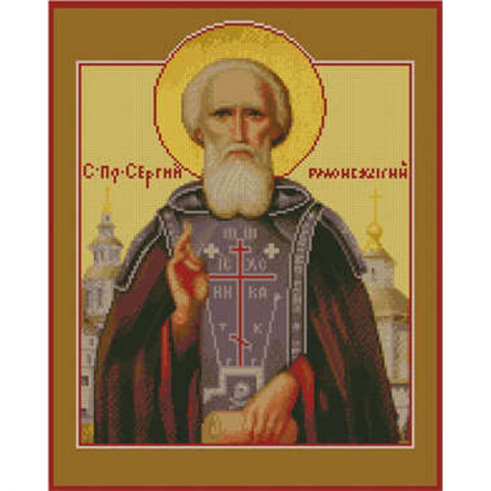 Алмазна картина Strateg ПРЕМІУМ Сергій Радонезький Чудотворець розміром 40х50 см (L-051)