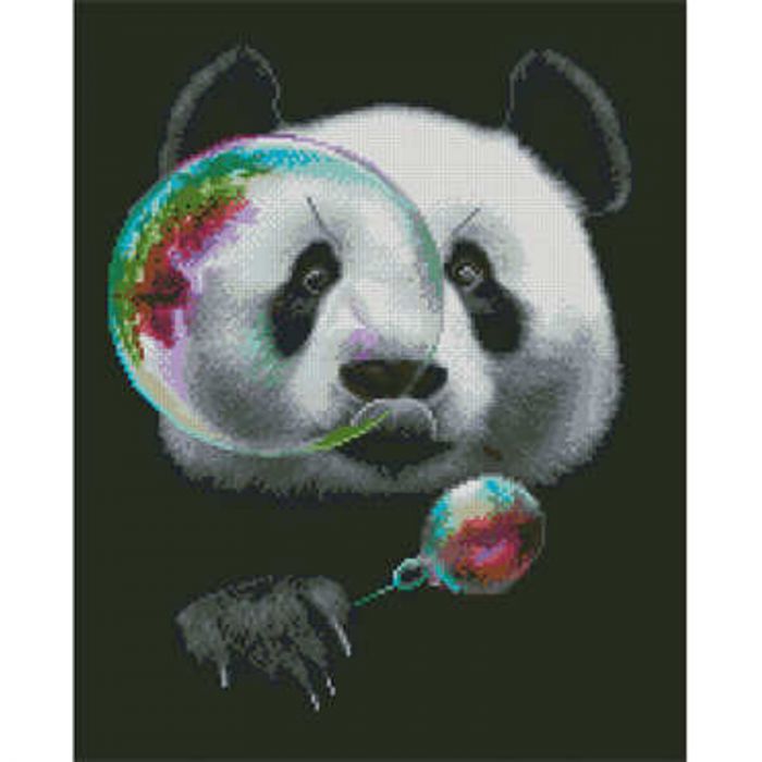 Алмазна картина Strateg ПРЕМІУМ Панда та бульбашка розміром 40х50 см (L-243)