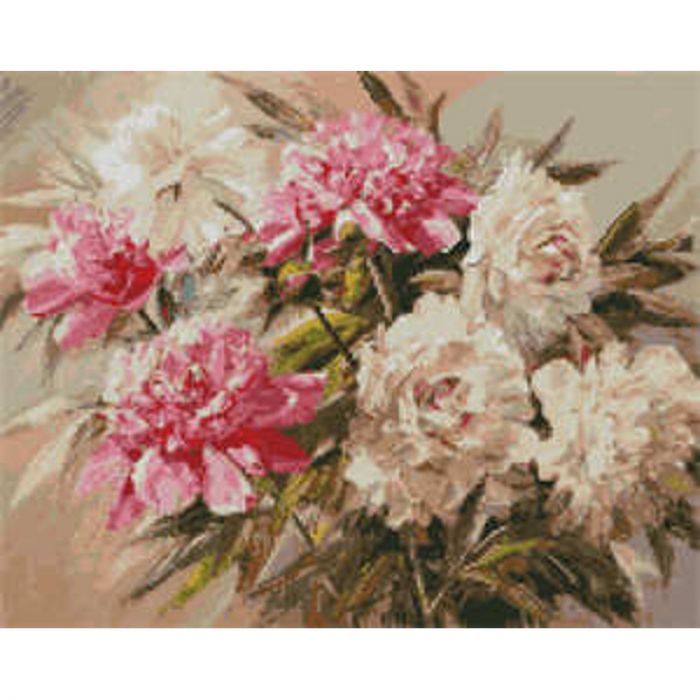 Алмазна картина Strateg ПРЕМІУМ Свіжі півонії розміром 40х50 см (L-389)