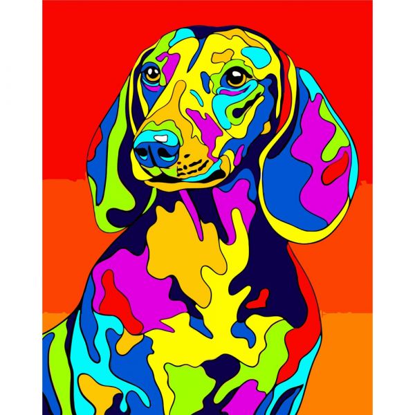 Набір для розпису по номерах Поп-арт такса Strateg без підрамника розміром 40х50 см (BR001)