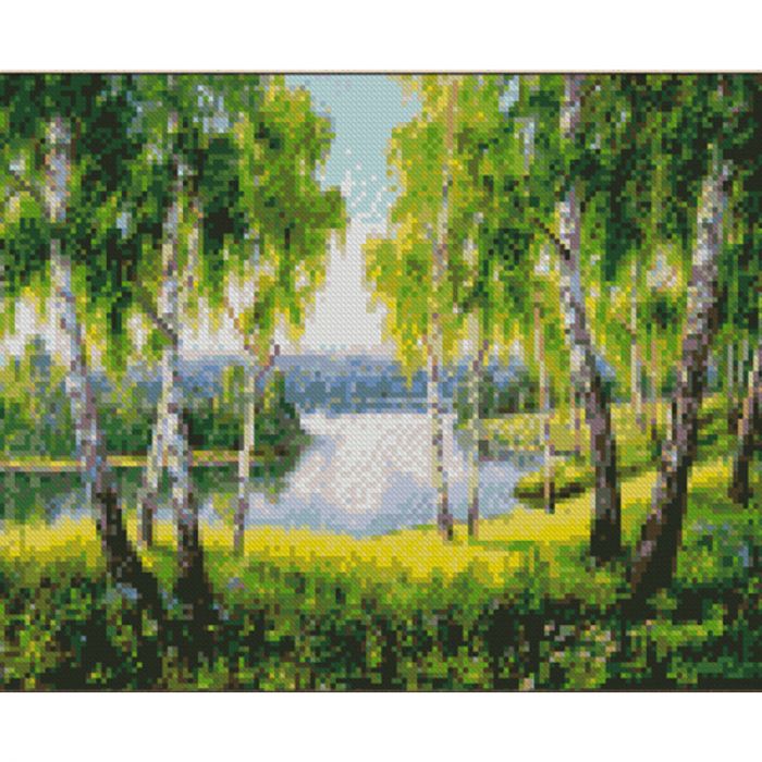 Набір для творчості алмазна картина Берізки біля озера Strateg розміром 30х40 см (KB075)