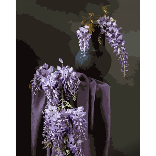 Набір для розпису по номерах Глечик з гліцинією Strateg розміром 40х50 см (GS1353)