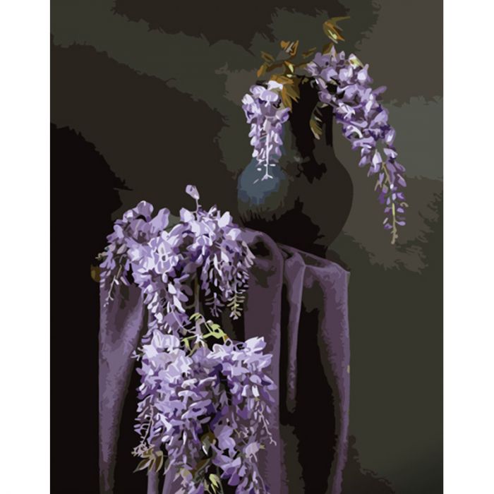 Набір для розпису по номерах Глечик з гліцинією Strateg розміром 40х50 см (GS1353)