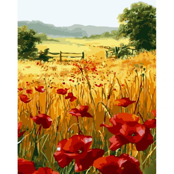 Набір для розпису по номерах Макове поле Strateg розміром 40х50 см (GS1366)