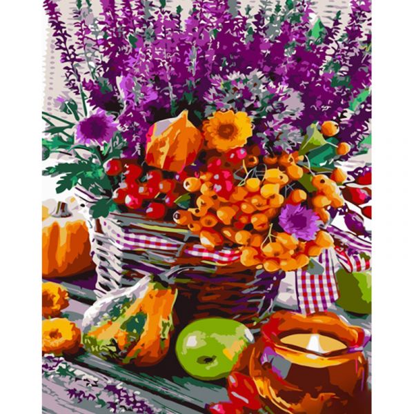 Набір для розпису по номерах Осінній натюрморт Strateg розміром 40х50 см (GS1372)