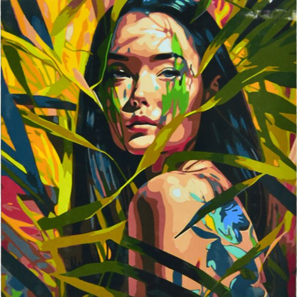 Набір для розпису по номерах Дівчина Strateg розміром 50х50 см (AA001)