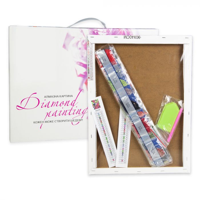 Алмазна мозаїка Strateg ПРЕМІУМ Різнобарвний котик розміром 30х40 см (HEG86051)