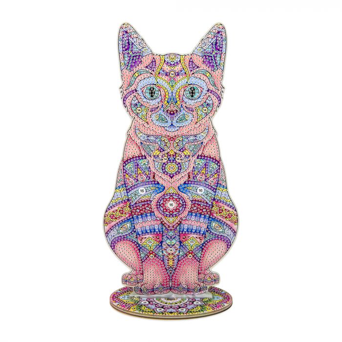  Алмазна мозаїка Strateg ПРЕМІУМ Кошеня на підставці розміром 30х30 см (BJP13)