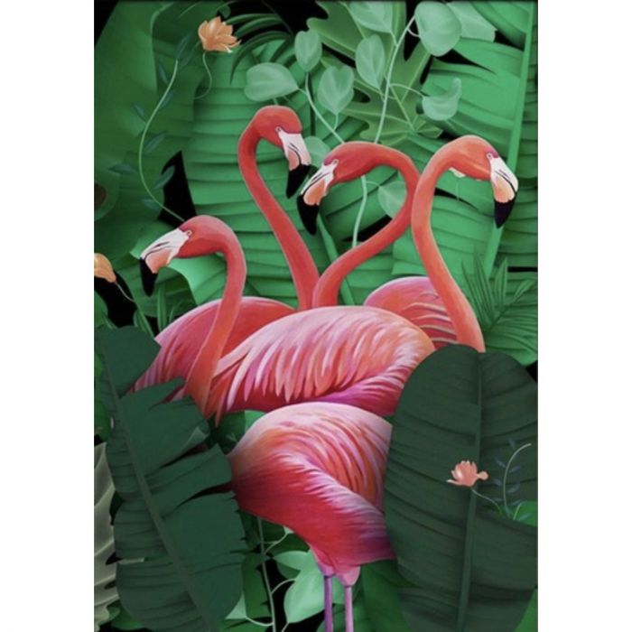 Алмазна мозаїка Strateg ПРЕМІУМ Рожеві фламінго без підрамника розміром 30х40 см  (GD86109)