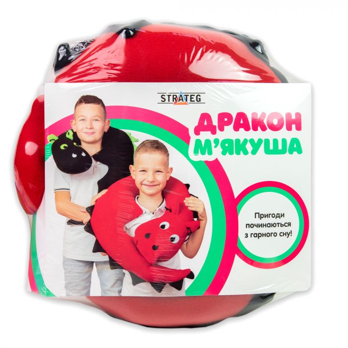 М&apos;яка подушка Дракон М&apos;якуша червоно-чорний Strateg (60611)