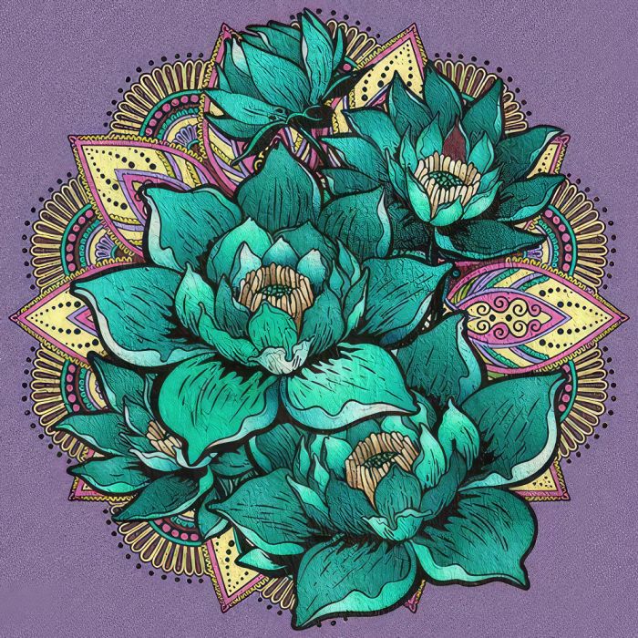 Набір для розпису-антистрес Strateg Квітка лотоса з мандалою розміром 30х30 см  (JCEE36810)