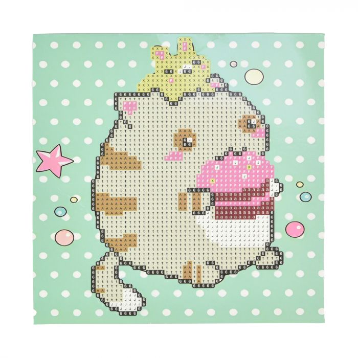 Алмазна мозаїка Strateg ПРЕМІУМ Кіт з кроликом на паперовій основі розміром 18х18 см (JUB14387)