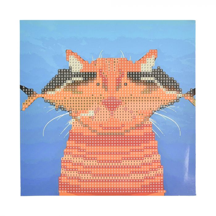 Алмазна мозаїка Strateg ПРЕМІУМ Кіт та улов на паперовій основі розміром 18х18 см (JUB14395)