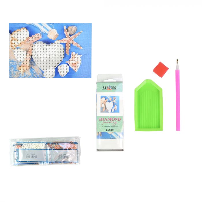 Алмазна мозаїка Strateg ПРЕМІУМ Райські підводні скарби без підрамника розміром 10х15 см (YAB29687)