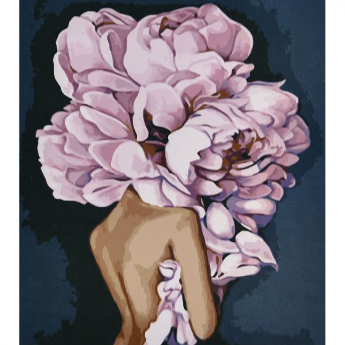 Картина за номерами Strateg ПРЕМІУМ Квіткова витонченість з лаком та з рівнем розміром 30х40 см (SS6469)