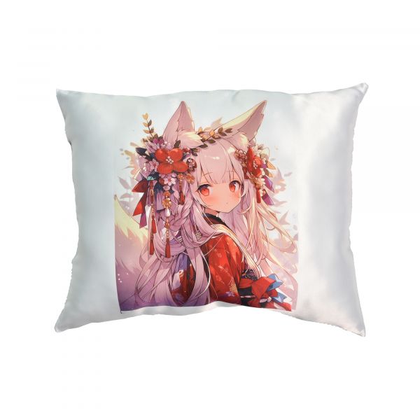 Подушка   "Кіцуне" розмір 40*35 см (чорна) з нанесенням сублімації (60659)