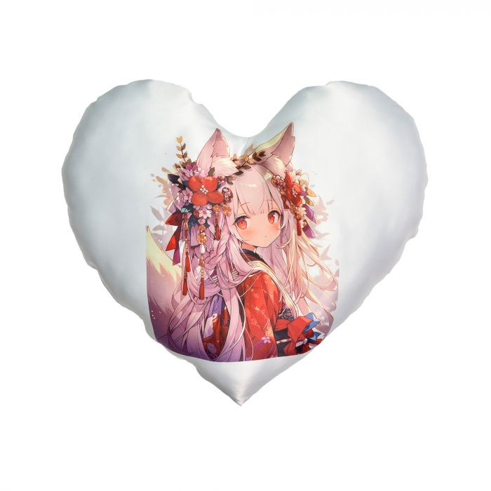 Подушка "Серце" "Кіцуне" (рожева) з нанесенням сублімації (60700)