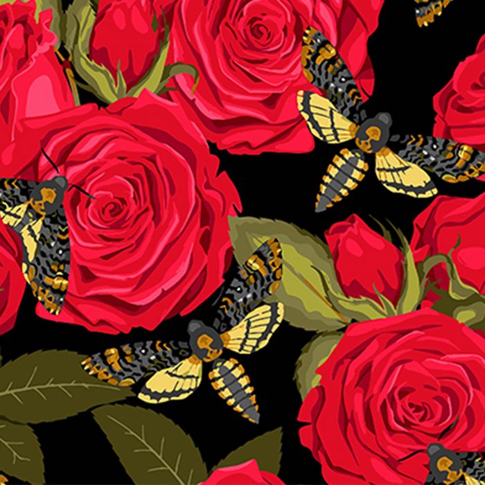 Набір для розпису по номерах Червоні троянди з метеликами Strateg на чорному фоні розміром 40х40 см