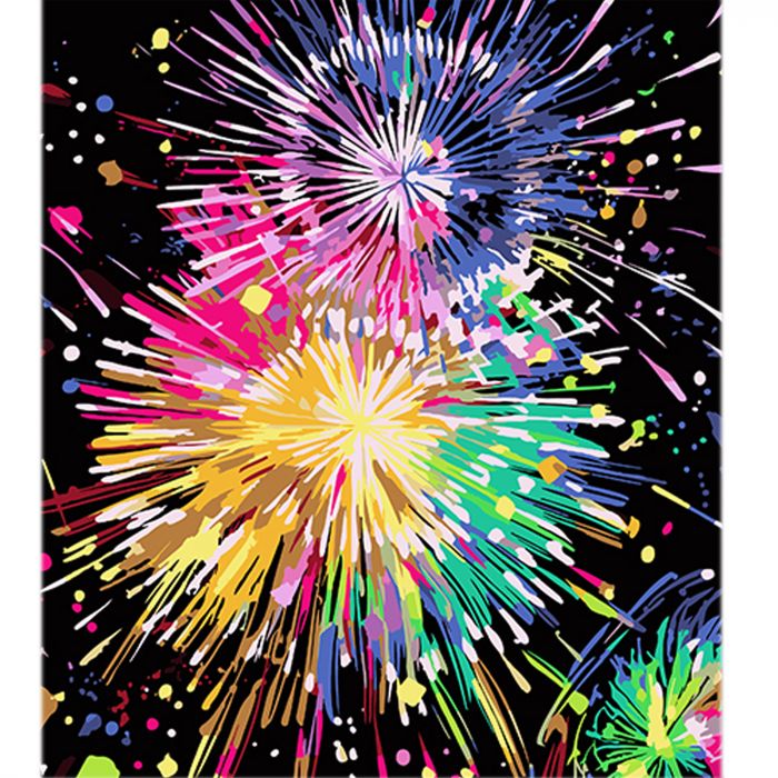 Картина за номерами Strateg Феєрверк серед зоряного неба на чорному фоні розміром 40х50 см (AH1088)